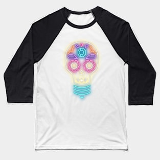 Neon sugar skull lightbulb Baseball T-Shirt